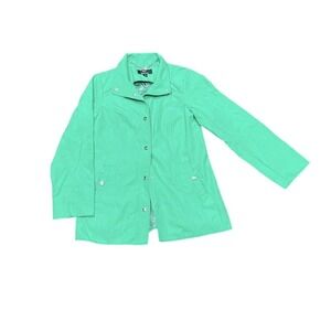 Dennis Basso Women's‎ Sz XXS Water Resistant Button Front Jacket Green Paisley